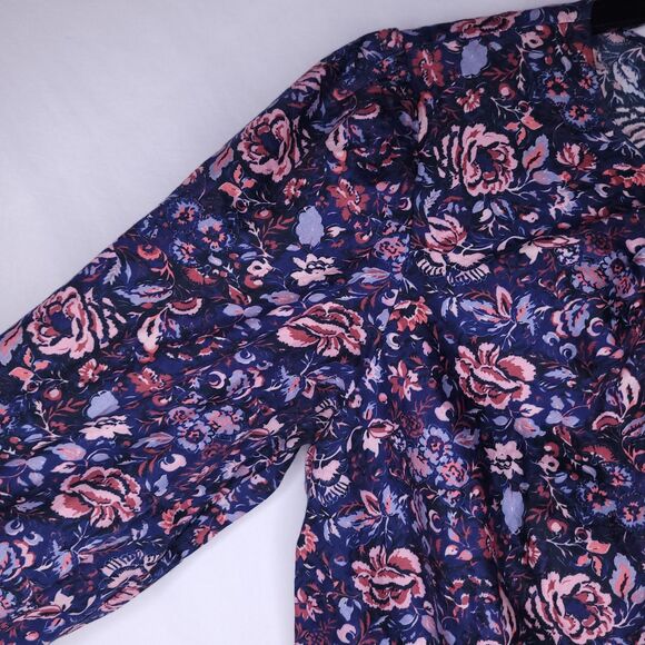 Rebecca Taylor Top Small Navy Floral Keyhole La Vie - Picture 3 of 11